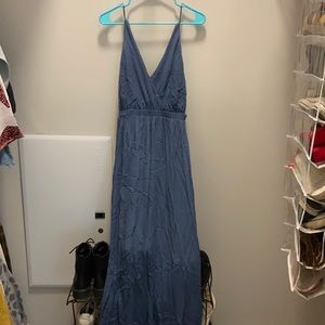 Blue maxi dress with open back